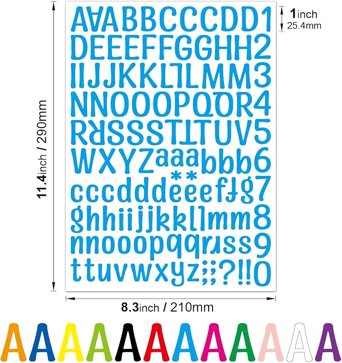 1512 Letter Stickers 12 Sheets Alphabet Stickers Vinyl Self-Adhesive Number Alphabet Vinyl Stickers, Mailbox Numbers Labels DIY Crafts Art Making, Decals for Sign,Scrapbook, Classroom Decor, Door