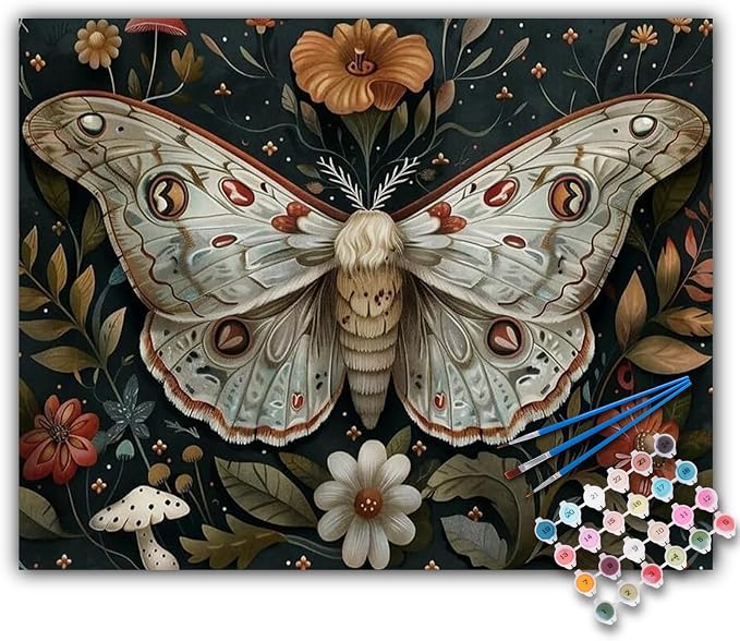 Paint by Numbers Kit for Adults, Butterfly DIY Acrylic Canvas Painting Set | 16x20 Inch, Number Painting Craft Kit for Adults, Perfect for Beginners, Home Wall Decor, Stress Relief Relaxing Hobby Gift