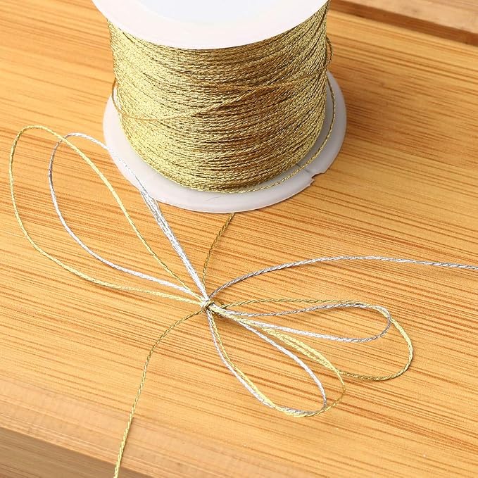 218 Yards/656 Feet Metallic Cord 2 Pcs Spool Metallic Thread