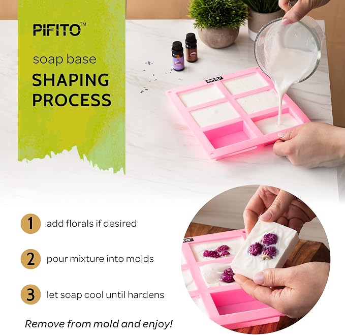 Pifito Pre-Cut Melt and Pour Soap Base Sampler (5 lbs) │ Cut-Up Pieces of Soap Base (1lb ea) │ Goats Milk, Honey, Clear, Cocoa Butter, Mango Butter │ Glycerin Soap Making Supplies Kit