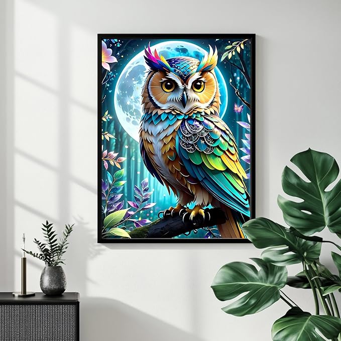 Owl Paint by Numbers Kit for Adults, 16x20 inch | DIY Painting Kits Crafts for Adults, Relieve Stress, Gift, Home Wall Decor