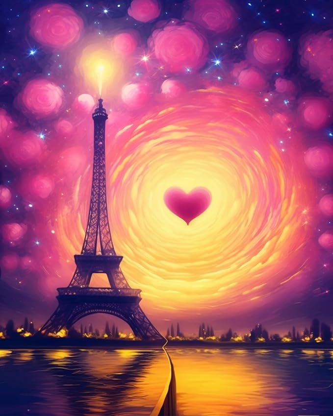Paint by Numbers DIY Acrylic Painting Kit for Kids & Adults Beginner – 16" Wx20 L The Dream Eiffel Tower Pattern