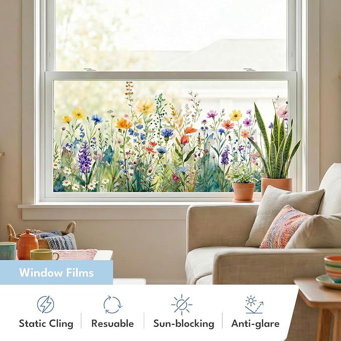 ADD.HERES Stained Glass Window Film, Window Film Decorative, 17.5 x 78.7 in
