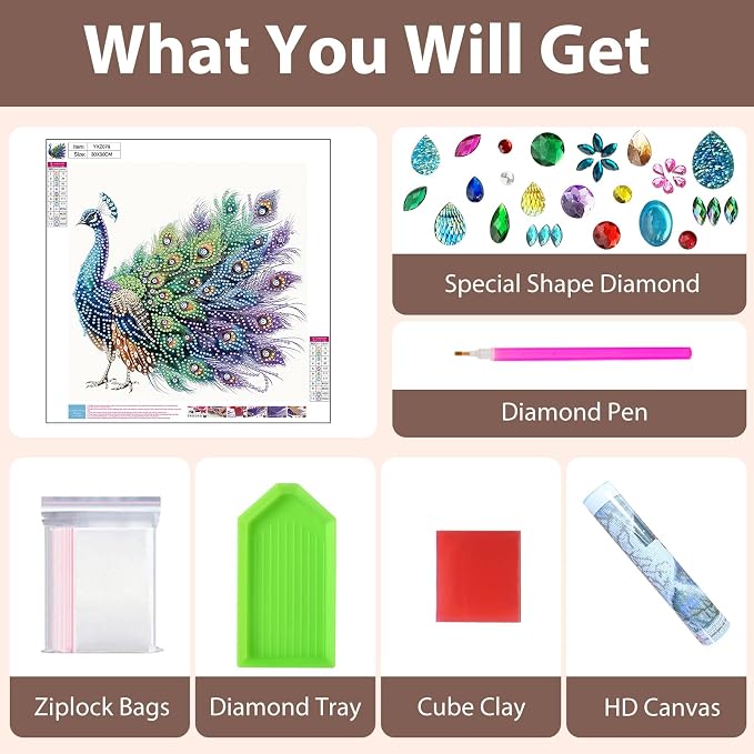 Peacock Diamond Art Kits for Adults Special Shape Diamond Painting