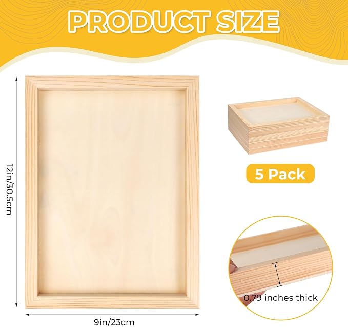 FSWCCK 5 Pack 9 x 12 inch Wood Panel Boards, Unfinished Wood Canvas Panels for Crafts, Painting Canvas, DIY Art Projects, Pouring, Arts Use with Oils, Acrylics