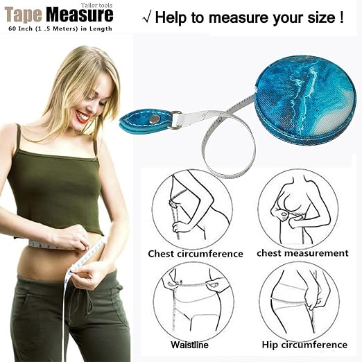 Tape Measure for Body Measuring Fabric Sewing Tailor Ruler Flexible Soft Pocket Small Mini Body Measurement Cloth Measuring Tape 60 Inch Premium Leather Retractable Tape Measure