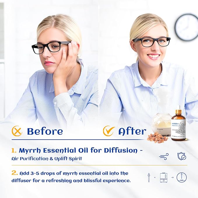 HIQILI Myrrh Essential Oil for Skin, DIY Candle & Diffuser
