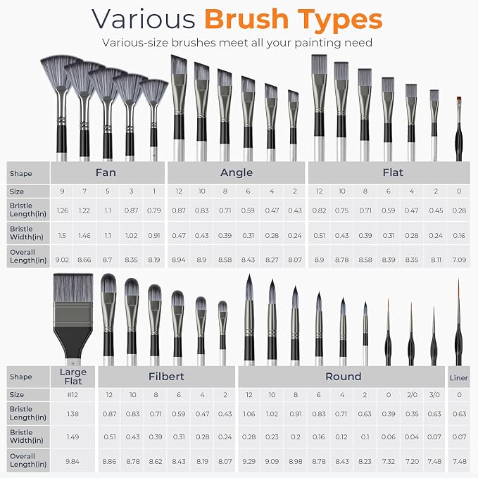 Nicpro 36pcs Paint Brush Set,Professional Paintbrushes for Acrylic Painting | Includes Palette Knife and Canvas Roll, Suitable for Artists and Beginners for Acrylic Painting, Oil, Watercolor, Gouache