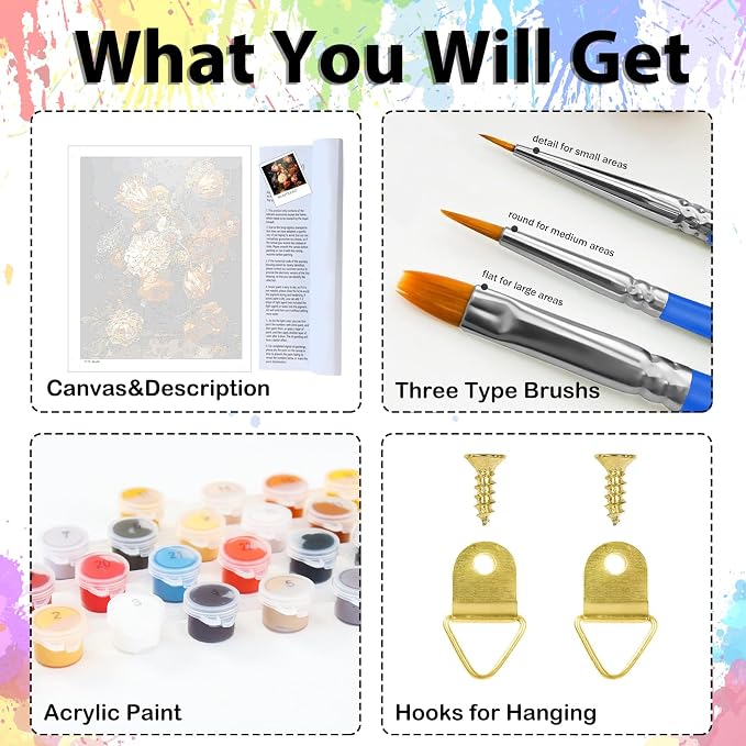 Paint by Numbers Kit for Adults, Paint by Numbers Kit for Adults 16x20 Inch | Flower Paint by Numbers Kit for Adults, Acrylic Painting by Numbers, DIY Arts and Crafts for Gifts or Home Decor
