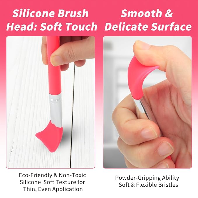 LORMAY 7-Piece Silicone Brush Set for UV Resin Epoxy Crafts and Makeup, Red | Easy Clean for DIY Epoxy Art and Makeup, Soft Reusable Tools, Gentle Applicator Suitable for All Skin Types