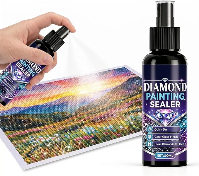 Diamond Art Sealer, 2027 New Diamond Painting Sealer Spray, 100ml Quick Dry Gloss Finish Sealant for Diamond Art, Clear Protective Coating to Secure Drills (30ml*1 (1.01 fl oz))