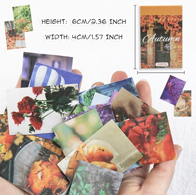 PRSTINCOL Washi Stickers Set, Assorted Colors, 6 Sets 300 Pcs | Aesthetic Sticker Book, Daily Scenery Life Stuff, Decorative Paper Sticker Decals