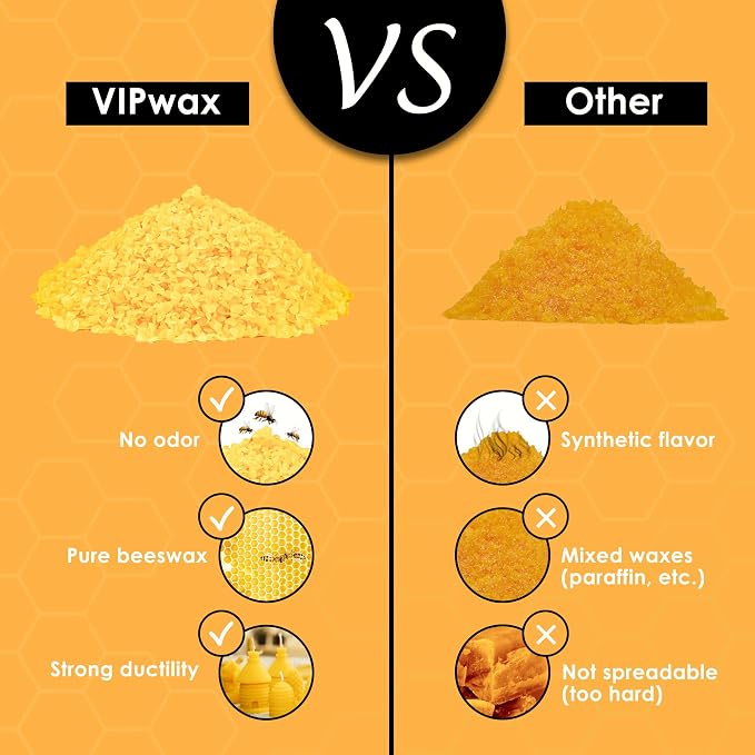 VIPwax Yellow Beeswax Pellets 20LB(9070g), Natural Organic Beeswax | Natural, Organic, Candle Making, Premium Beeswax, Body, Skin Care DIY, Lip Balm and Soap Making Supplies