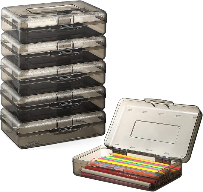 Sooez 6 Pack Pencil Box, Hard Pencil Boxes for School Supplies Bulk