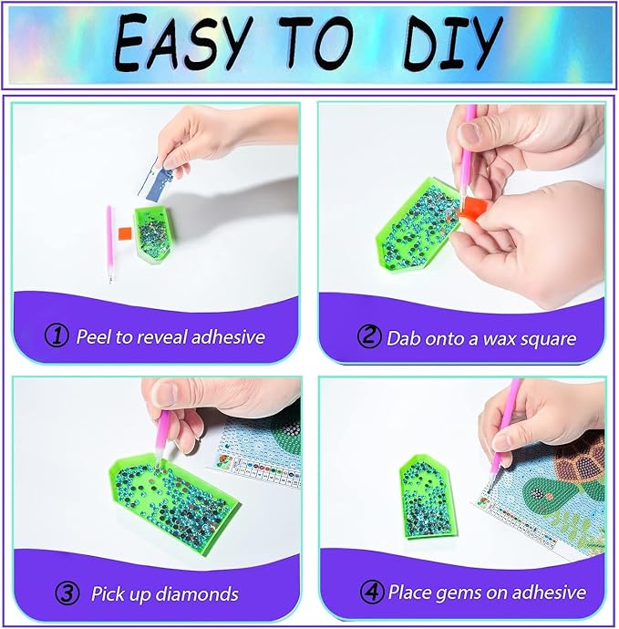 Acelii 6 Pack 5D Cartoon Diamond Painting Kits for Kids Beginners | Cute Animals DIY Diamond Art Kit for Kids,Full Round Drill Big Gem Art for Kid,Home Wall Decoration 6X6 inch