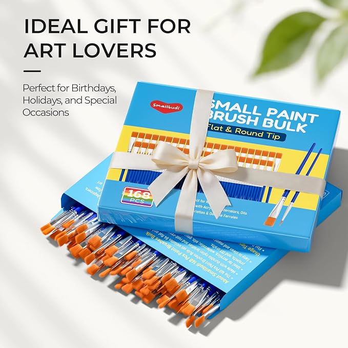Smallbudi 168 PCS Small Paint Brushes Bulk for Kids Classroom