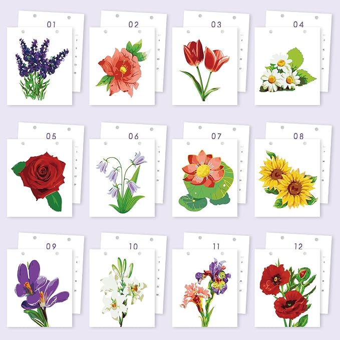 Lnjsipam Paint by Numbers Calendar 2027 - Flower Paint with Number for Gift | Flower Paint by Numbers Calendar, Easy DIY Calendar, Unique Gift for New Year, Flower Paint by Number Kit for Adults