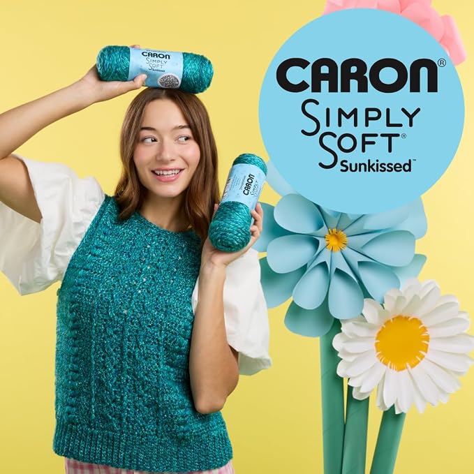 Caron Simply Soft Sunkissed Yarn for Crocheting, Coconut Tonal, 3-Pack