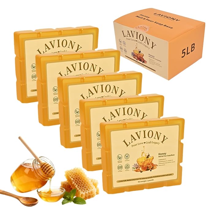 Melt and Pour Soap Base, Pre-Cut DIY Soap Bars Craft, 5LB Honey