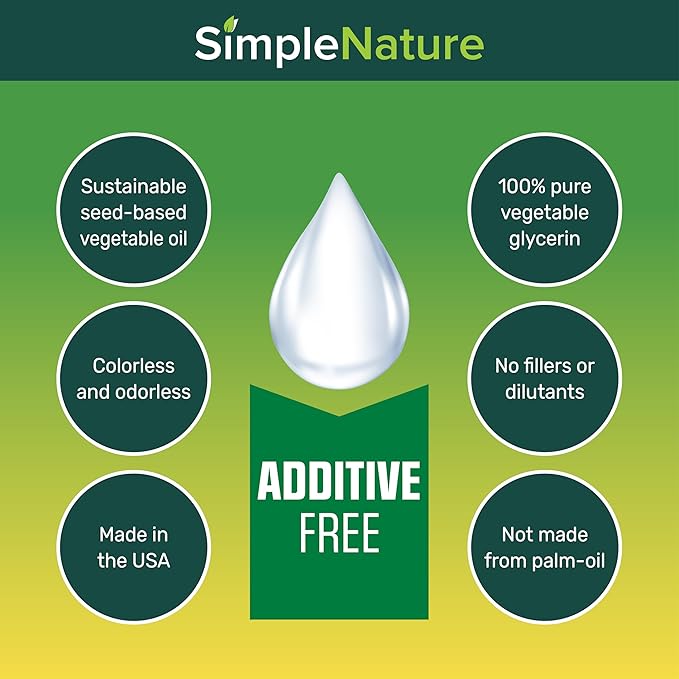 SimpleNature 100% Pure Vegetable Glycerin - 1 Gallon (128 fl oz) - Food/Cosmetic Grade Skincare, Haircare, Cosmetics, Soapmaking, Crafts - Softening & Moisturizing Multipurpose Humectant
