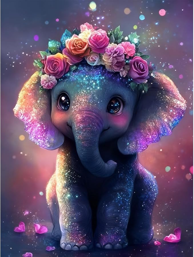 Amaieuin Elephant Diamond Painting for Adults,Elephant Diamond Art Painting for Adults,5D Diamond Painting for Home Decor and Gifts 12x16in