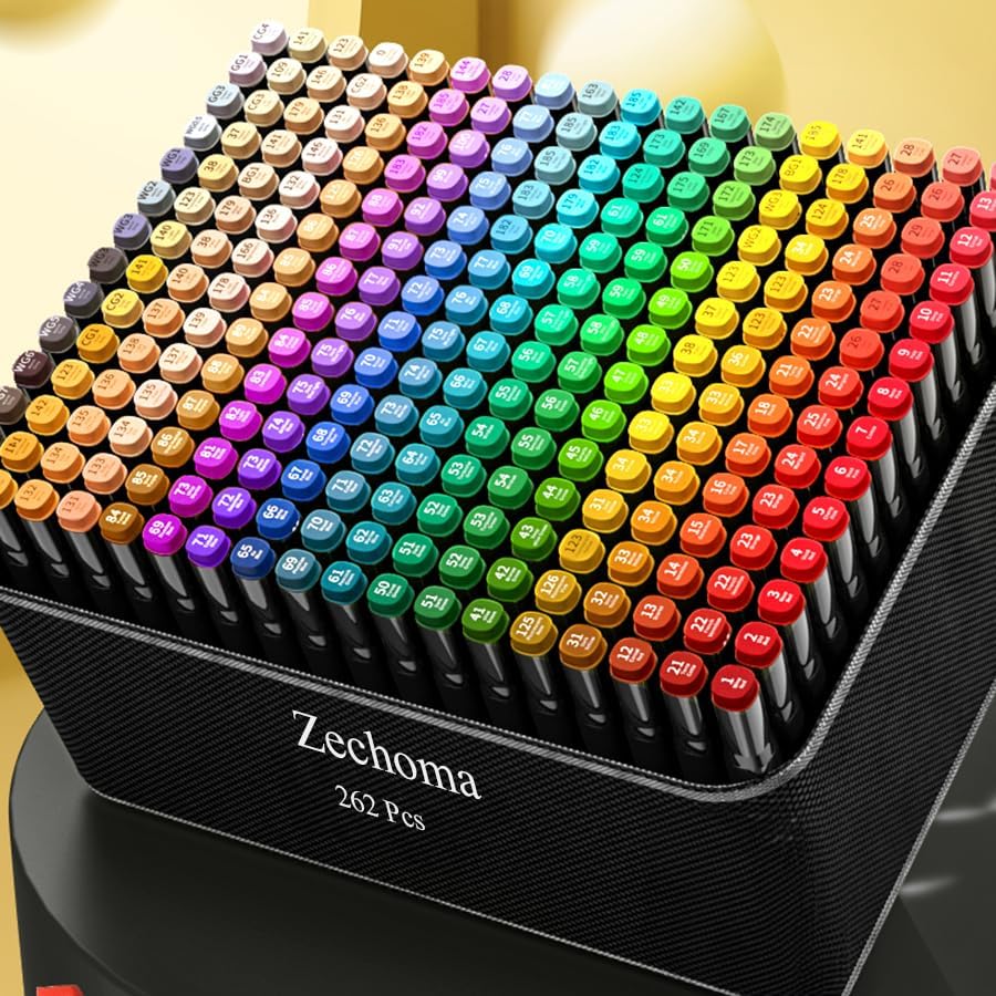 ZECHOMA 262 Colors Alcohol Markers Artist Drawing Art Dual Tip Markers Perfect for Kids Boys Girls Students Adult