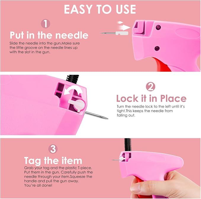 Stitch Gun for Clothes - Handheld Stitch Gun Quick Clothing Fixer - Tagging Gun - Includes 6 Needle, 1000 Black Fasteners & 1000 White Fasteners