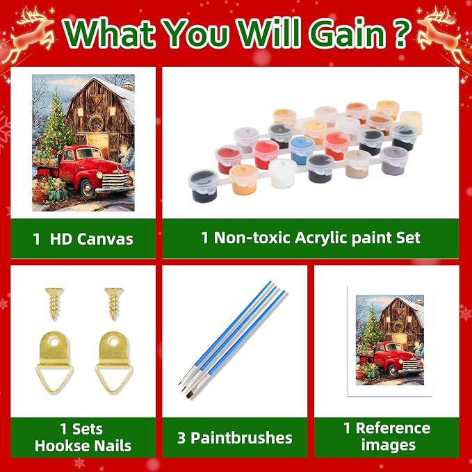 Reivworl Christmas Paint by Numbers Kit for Adults Beginner 16×20 inch