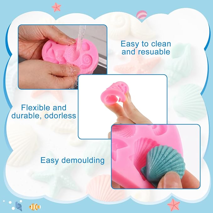 Pimoys 5 Pcs Ocean Silicone Mold Seashell Candle Molds