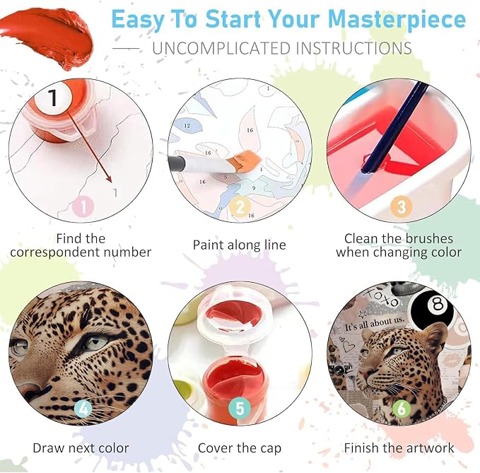 WUDWL Coquette Paint by Numbers Kit for Adults, Color By Numbers for Adults | Fashion Cheetah Decor Painting by Number On Canvas, Paint Number Artist Funny Without Frame DIY, Home Wall Decor, 12x16in