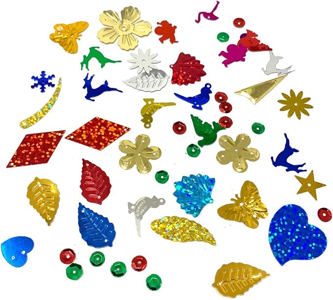 LEEFONE Sequins and Spangles Craft Supplies for DIY, Creative Color Beads Sequins Greeting Card Decoration Gold Foil Iron Slices for Wedding Christmas Clothes Jewelry (Assorted)