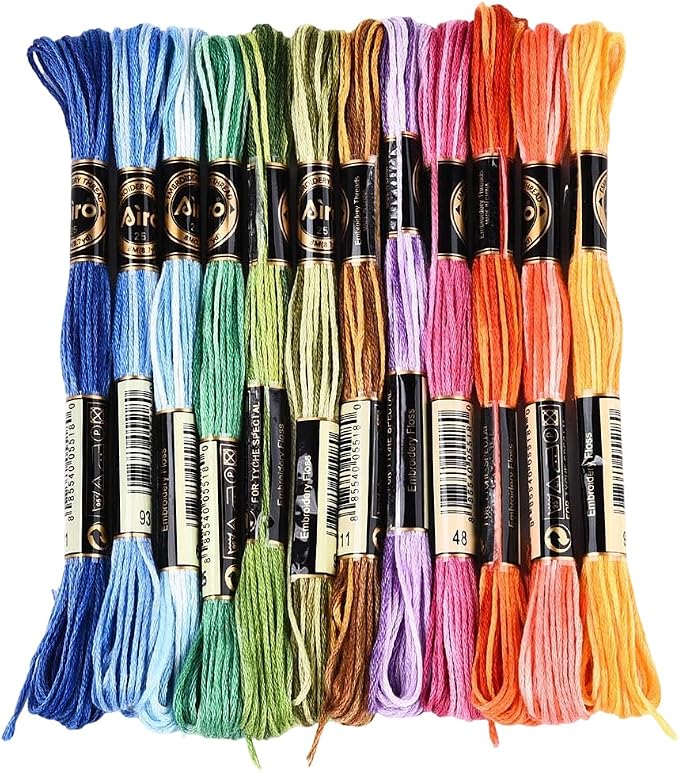 12 Skeins 6 Strands Rainbow Embroidery Thread Floss for Craft DIY