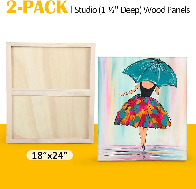 Falling in Art 2 Pack 18x24'' Unfinished Gallery Birch Wood Canvas Panels