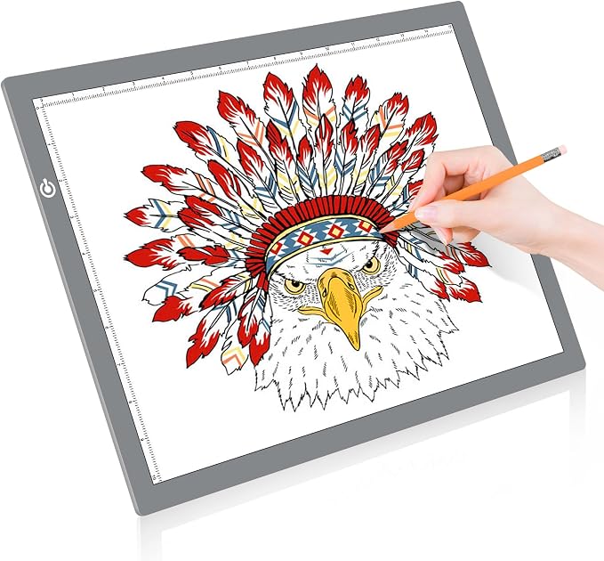 A3 Copy Light Board Tracing Box, Ultra-Thin Adjustable Drawing Tablet USB Power Artcraft LED Tracer Light Pad for Diamond Art Painting Accessories, Sketching, Animation, Quilting, Stenciling (Silver)