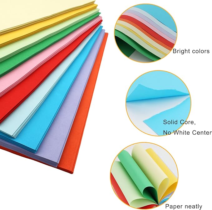 300 Sheets Colored Paper A4 Origami Printer Copy Multipurpose Printing Paper for DIY Craft Scrapbook Office 8.3" X 11.7", 10 Assorted Colors（70 gsm）