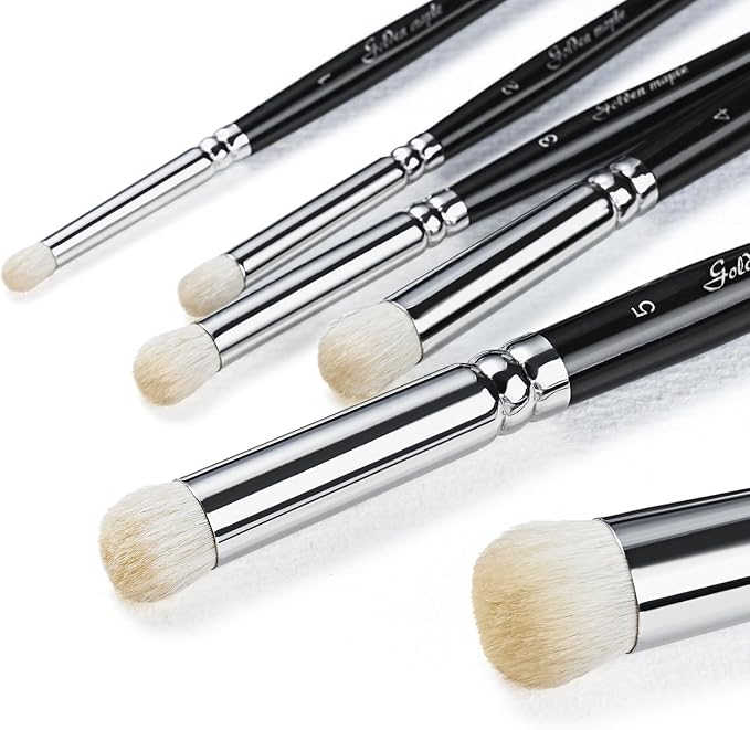 Golden Maple Dry Brush Set for Miniature Painting - 6PC Professional Detail Hobby Brushes for Models | Acrylic, Oil（Black）