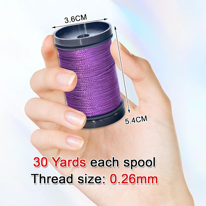 30 Yards Heavy Duty Extra Strong Upholstery Nylon Sewing Thread for Machine, Home, Hand, Craft, and Denim Leather，Color：Dark Purple
