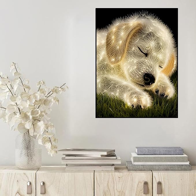 HHMATITS Dog Diamond Art Kits for Adults, Diamond Art Painting 12x16IN