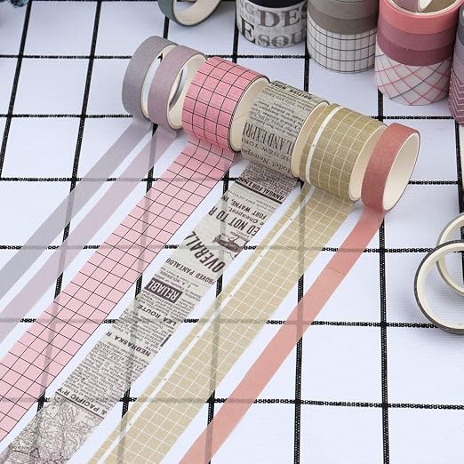100 Rolls Vintage Washi Tape Set, 0.4 & 1 Inch Widths