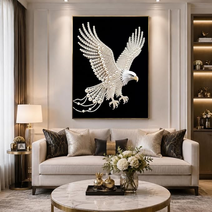 Morudeor Eagle Diamond Art Pearl Painting Kits for Adults,Special Shape Diamond Art Kits for Animal Birds, DIY 3D Plastic Pearl Painting Kit for Home Decoration 12 × 16 inch