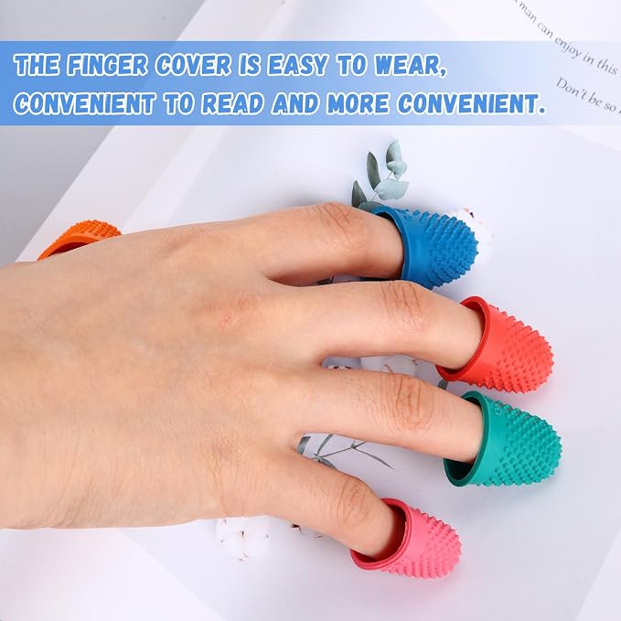 Zonon 20 Pcs Rubber Thimble Finger Protector,Classic Colors | Hand Sewing Embroidery Finger Grips Tips Guard 5 Sizes, Hot Glue Sorting Paperwork Carving Quilting Knitting Craft Supplies