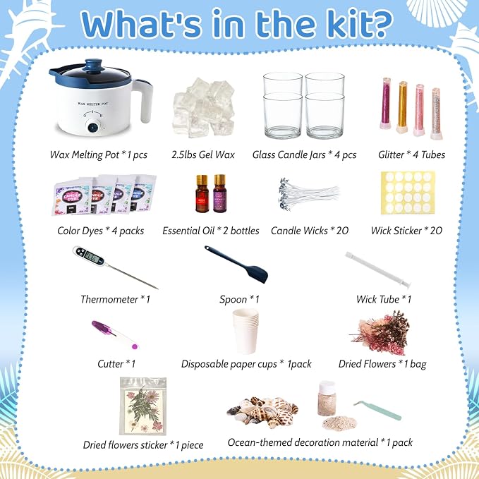 DIY Jelly Wax Candle Making Clear Kit for Adults with Jars