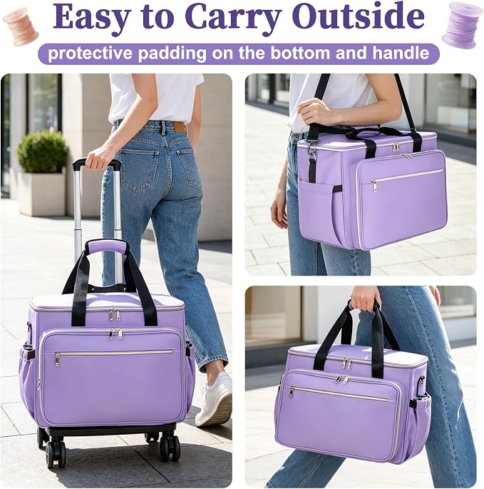 Anitor Rolling Sewing Machine Case with Wheels and Removable Bottom Padding