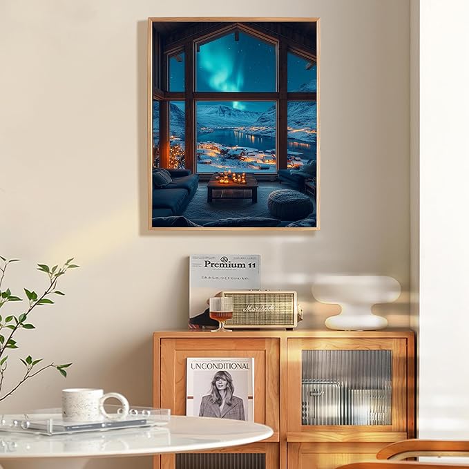 Aurora Paint by Numbers Kit for Adults Beginner, Snowy Mountain Lake Scenery Adult Paint by Number Kits on Canvas Without Frame, Acrylic Painting by Numbers for Home Decor Gift 16” W x 20”L