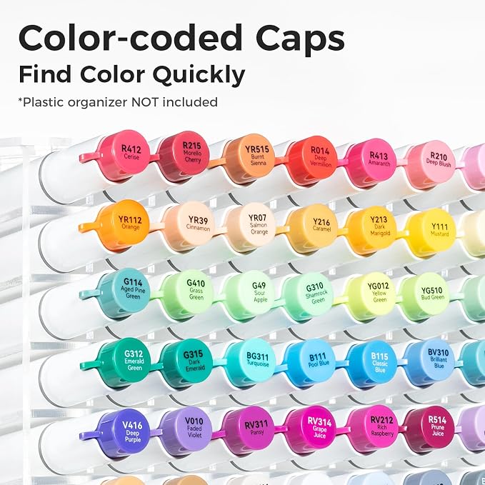 Ohuhu Alcohol Markers Brush& Chisel 48 Colors for Adult Coloring Refillable | AP Certified Art Marker Set, Dual Tips Alcohol-based for Artists Beginners Drawing Illustration Sketching, Honolulu 2