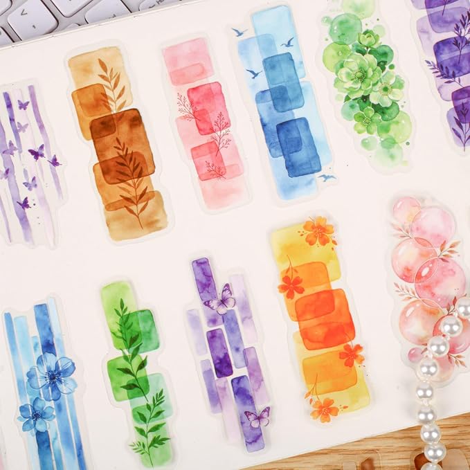 120 Pcs Watercolor Aesthetics Creative Stickers for Scrapbooking