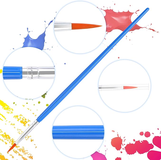 30 Pcs Round Paint Brushes, Small Brush Bulk for Miniature Detail Painting | Nylon Bristles Plastic Short Handle, Art Crafts School Projects, Flat Detail Painting, Crafts Face Painting