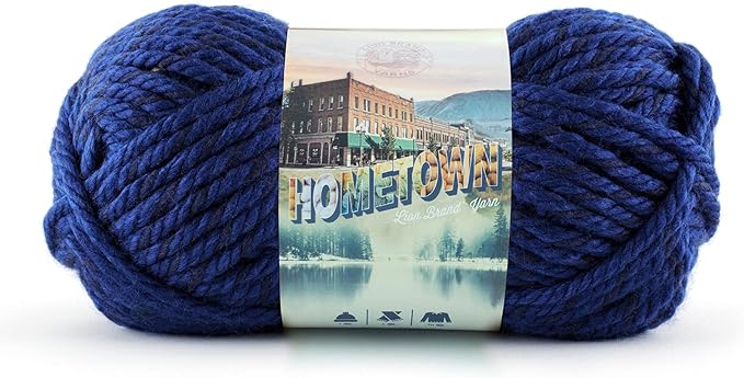 Lion Brand Yarn 135-109 Hometown Yarn, Fort Worth Blue (1 skein) | Super Bulky Acrylic Fiber for Warm Crochet Blankets, Knit Winter Hats, Chunky Cardigans, Soft Scarves, Weaving