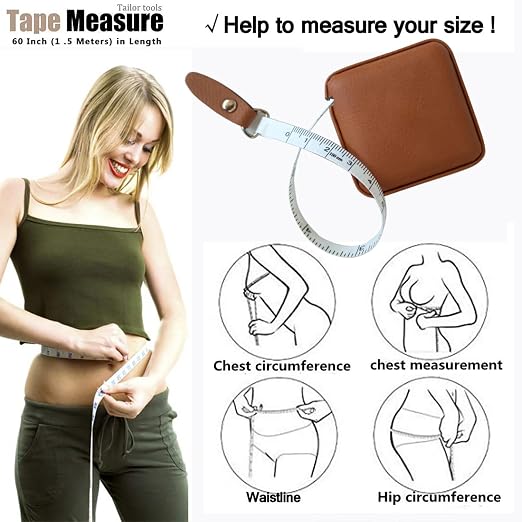 Tape Measure for Body Measuring Medical Body Cloth Tailor Craft Dieting Measuring Tape, 60 Inch/1.5 M Dual Sided Measuring Tape for Body Fabric Sewing（2 Pieces，Brown）