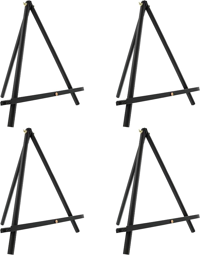 U.S. Art Supply 12" Black Wood Tabletop Easel (4 Pack) - Adjustable